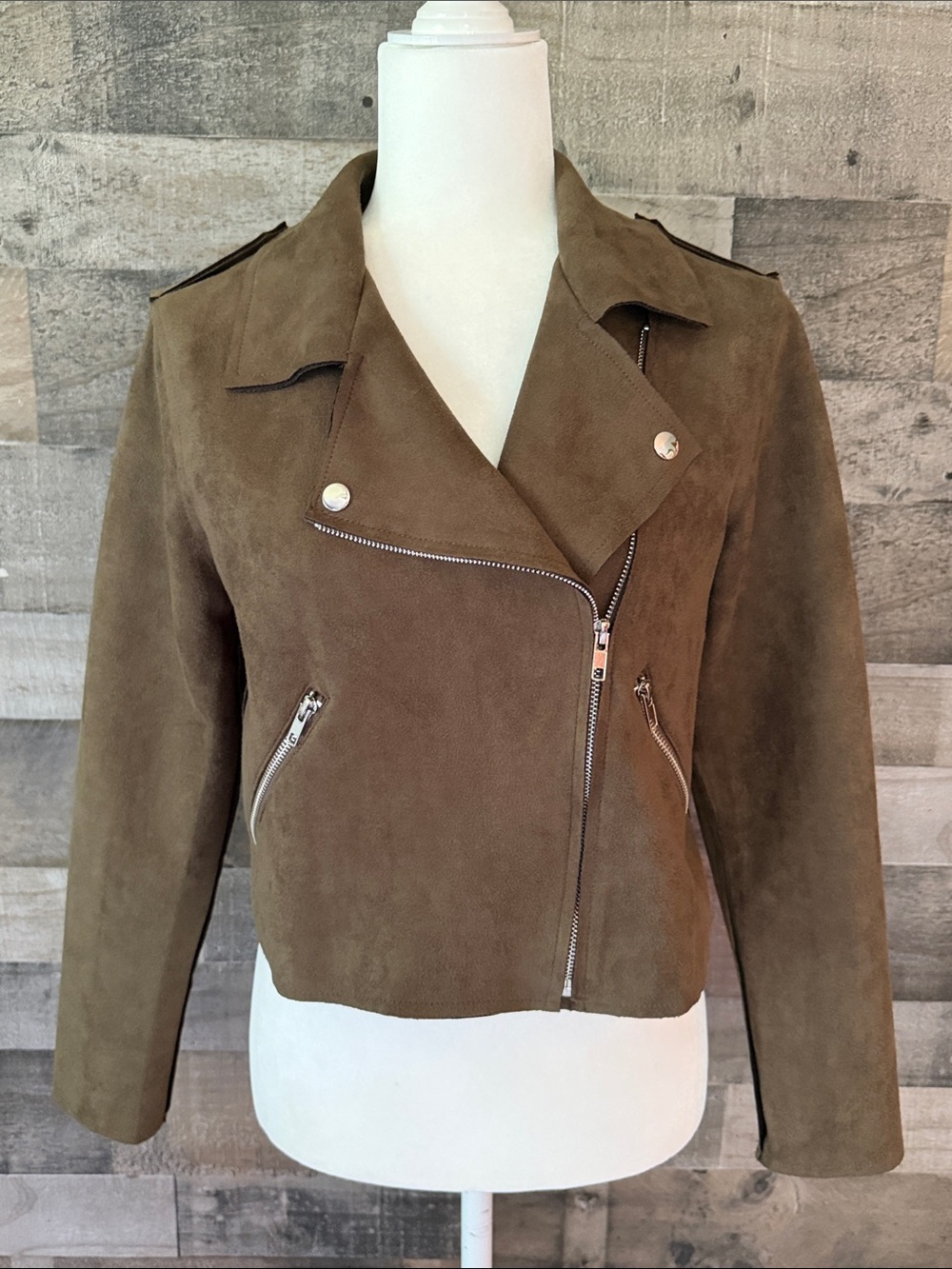 HYFVE Faux Suede Moto Jacket Size M